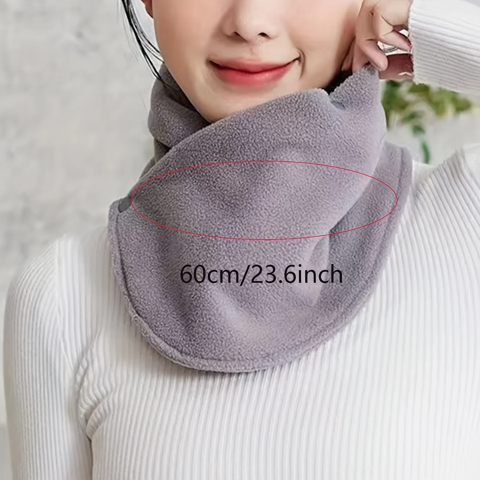 Classic Solid Color Snap Neck Leggings Simple Thick Velvet Warm Neck Cover Autumn and Winter Cold Riding Windproof Neck Scarf - view 6
