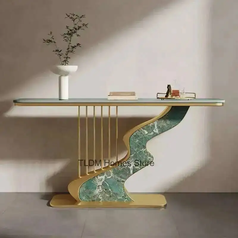 

Hallway Slate Console Tables Light Luxury Creative Living Room Furniture Simple Porch Console Semi-circular Decorative Cabinet