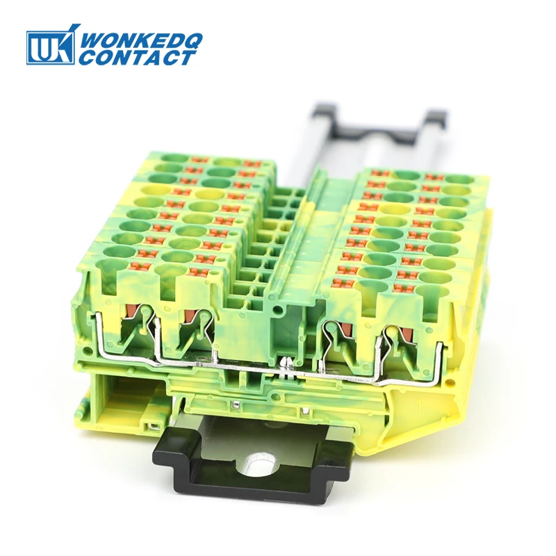 PT4-QU-PE Push-in Ground Din Rail Terminal Block 2-in 2-out Strip Plug PT 4 QUATTRO PE Wire Electrical Connector PT 4-QU-PE