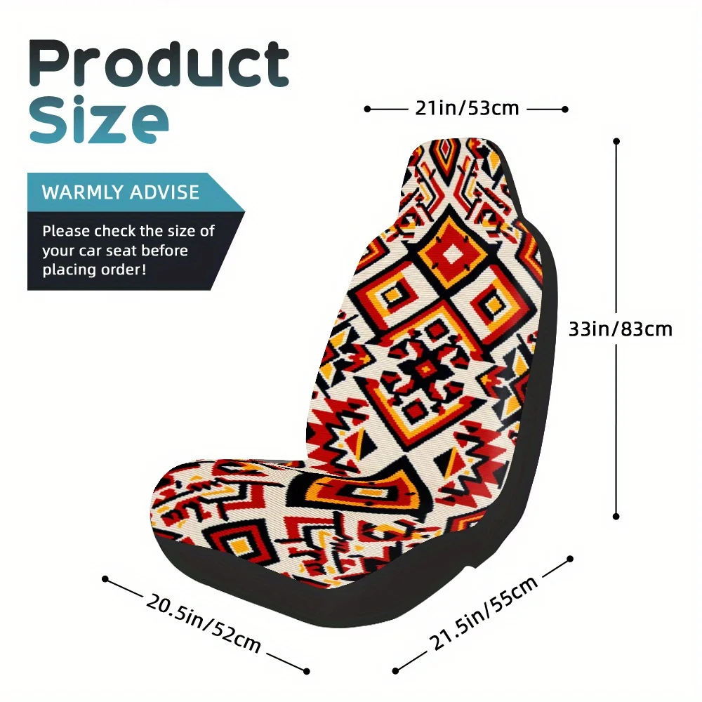 Set Of 2, Geometric Tribal Design Car Seat Protectors, Sturdy And Cozy, Fits Most Front Seats Of Vehicles, Suvs, And Trucks, Per