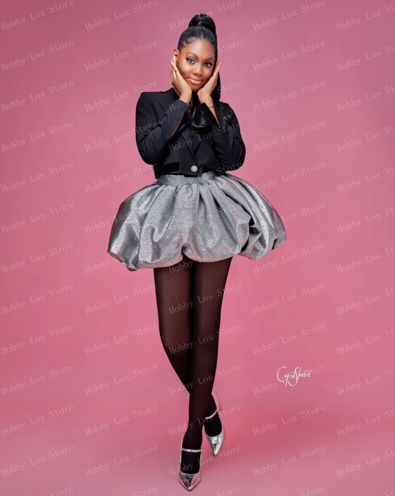 Minifalda de burbujas metálica plateada para mujer, faldas de fiesta brillantes de cintura alta, ropa para discoteca, traje de verano, vestidos siempre bonitos de cualquier color