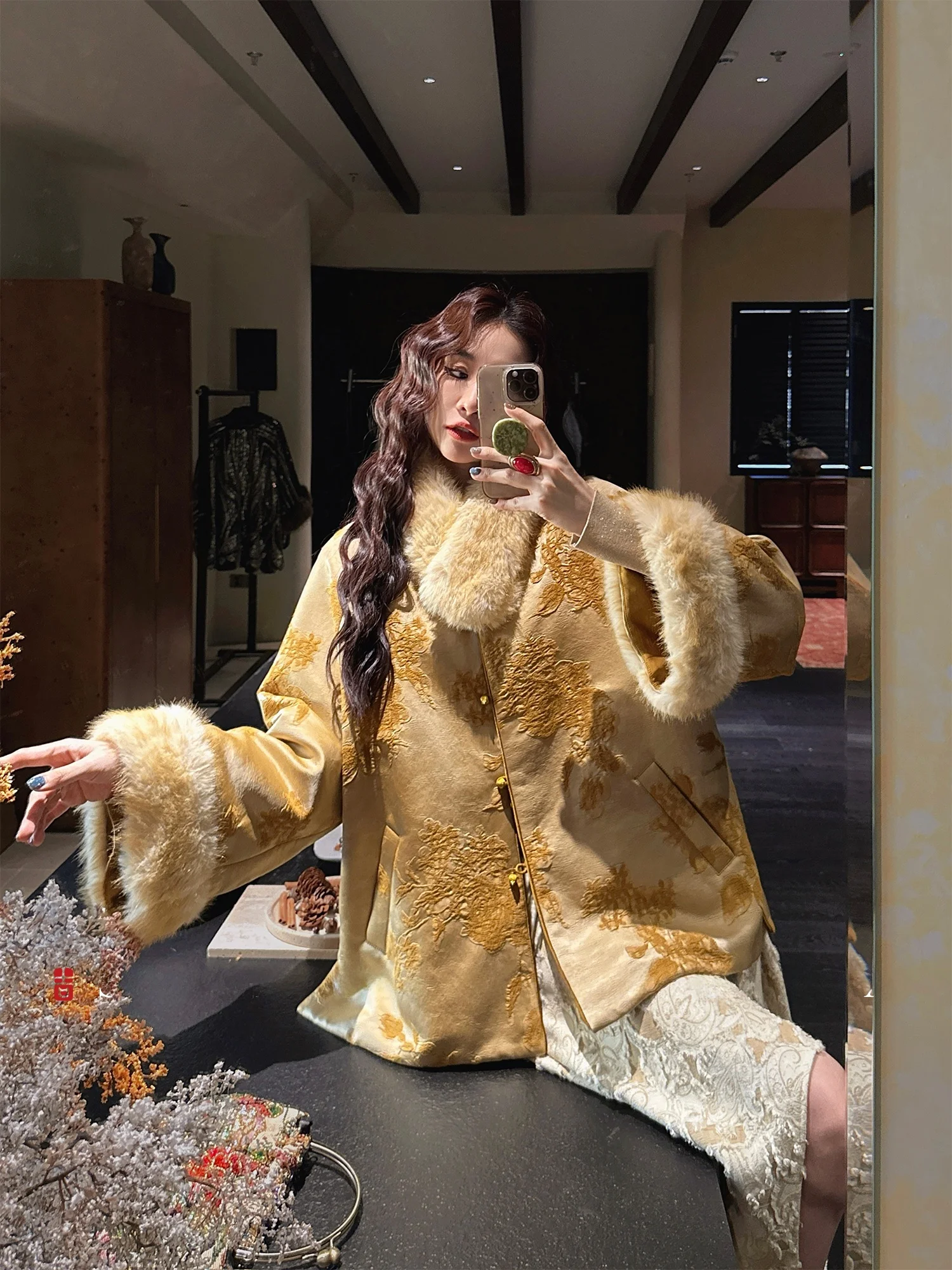 

Sanji Bla Flower New Chinese Sle Thiened Cotton Jaet Winter Clothes 2025 New Model Top Coat Trendy Long Sve
