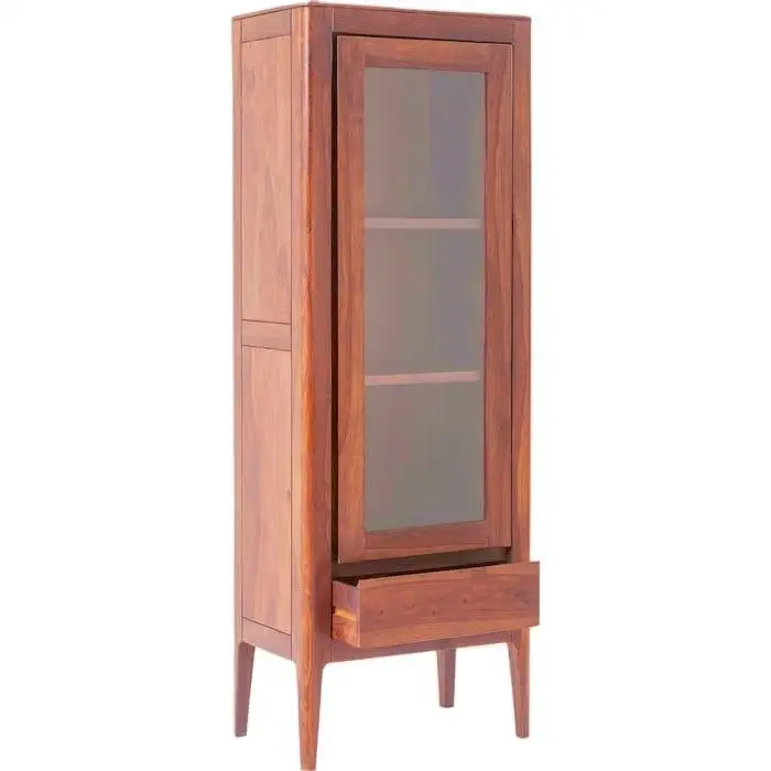 Z DU'S Modern Solid Wood Bookcase With 3-tier Storage And Clear Glass Doors For Excellent DisplayZ