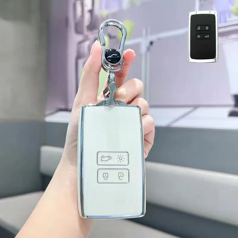 

TPU Car Card Key Case Cover Shell With Keychain For Renault Espace 5 Kadjar Koleos Captur Megane 4 Talisman Arkana Dacia Sandero