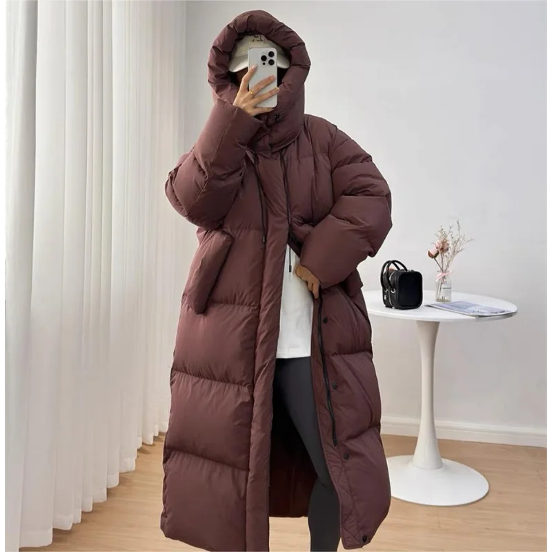 Long Down Jacket for Women, Hooded Coat, Thick Jacket, Warm Outerwear, New Design, Fashion, Winter, 2024