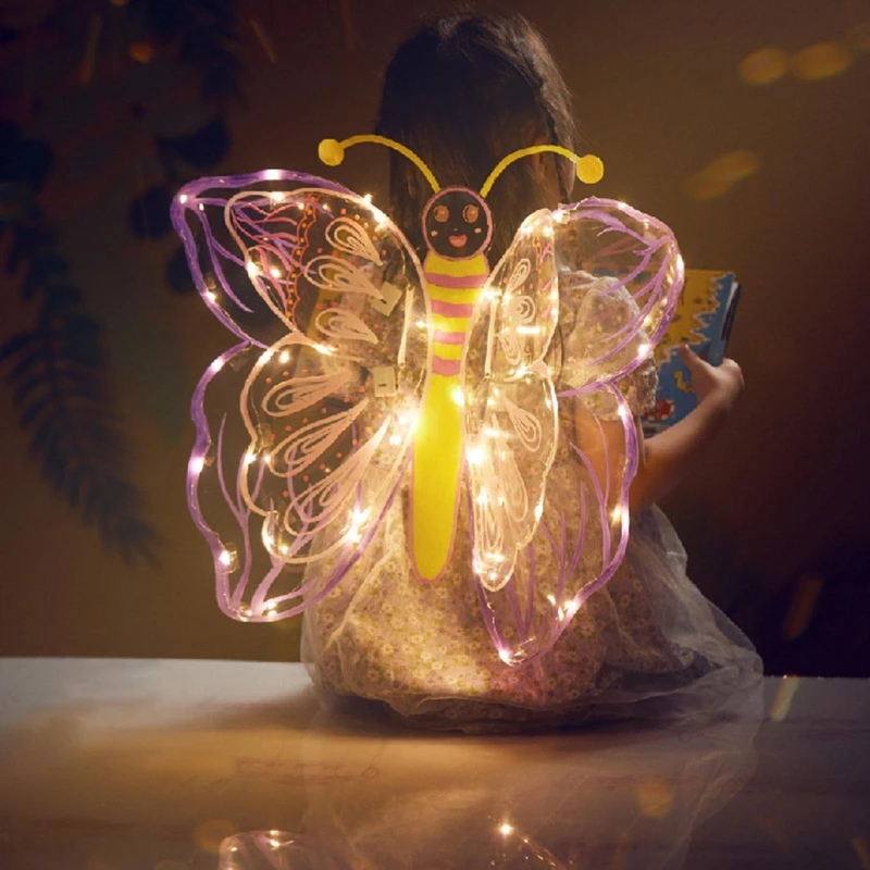 Ailes pour enfants filles, ailes princesse magiques LED, Costume déguisement avec guirlandes lumineuses, danse