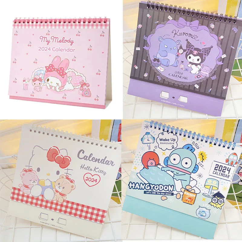 2024 Anime Sanrio Small Calendar Kawaii Hello Kitty Kuromi Hangyodon Pochacco Desk Calendar Schedules Office Dormitory Supplies