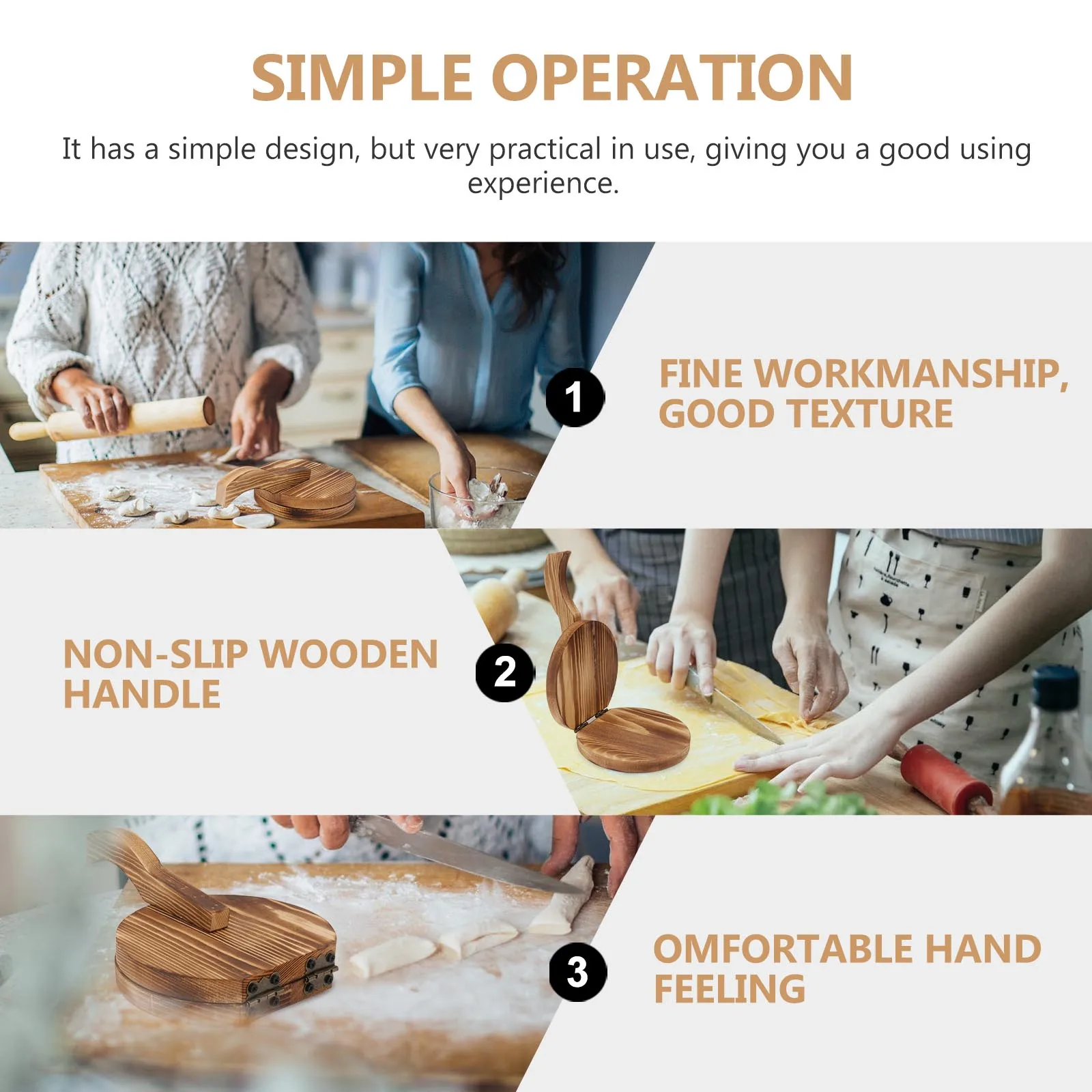 

1pc Wooden Presser Round Dough Cutter Kitchen Tool Household Save Dumpling Wrapper Mold Dough Mold Time Effort