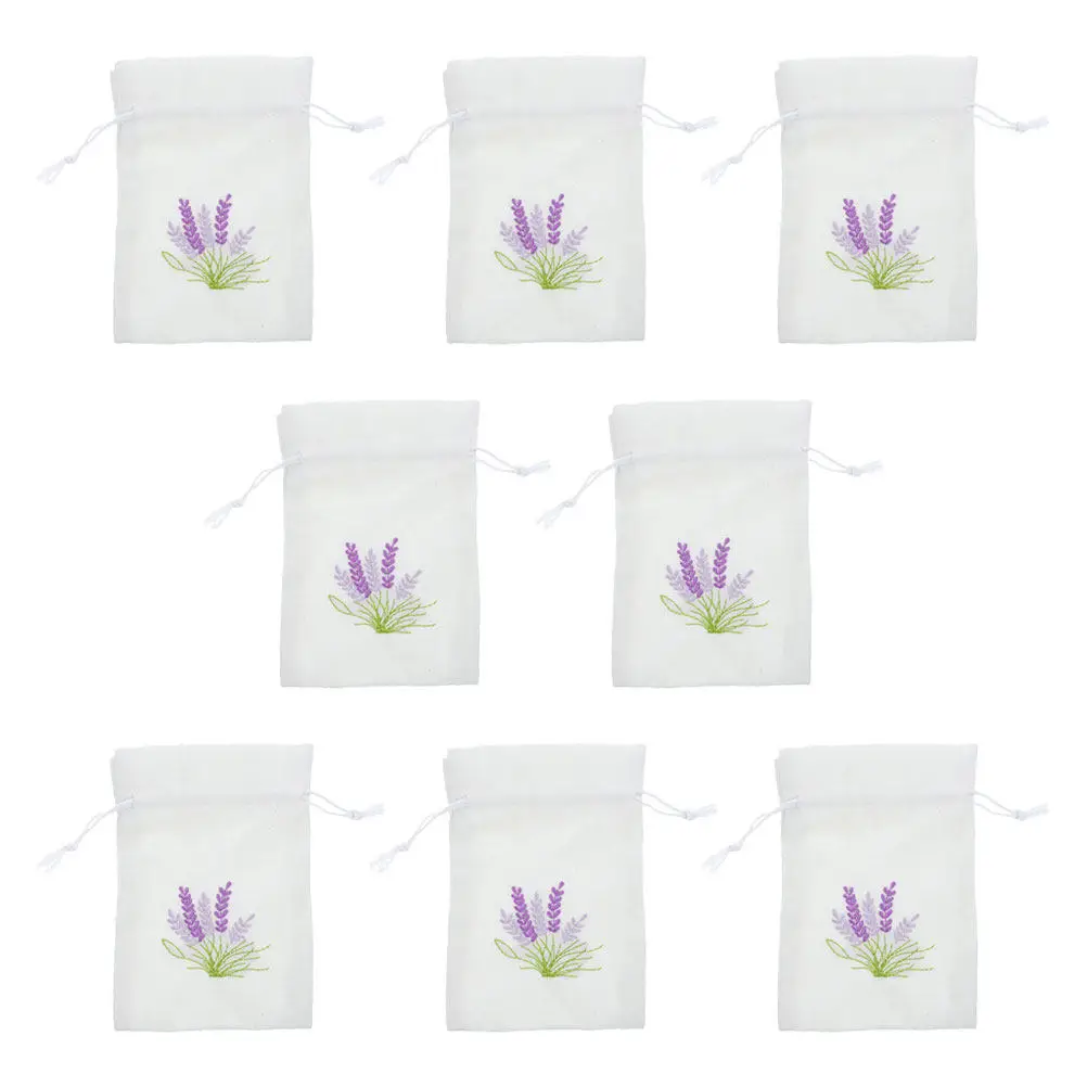 8Pcs Lavender Pattern Sachet Bags Empty Small Drawstring Pouches for DIY Wedding Party Aromatherapy Storage Small Fragrant