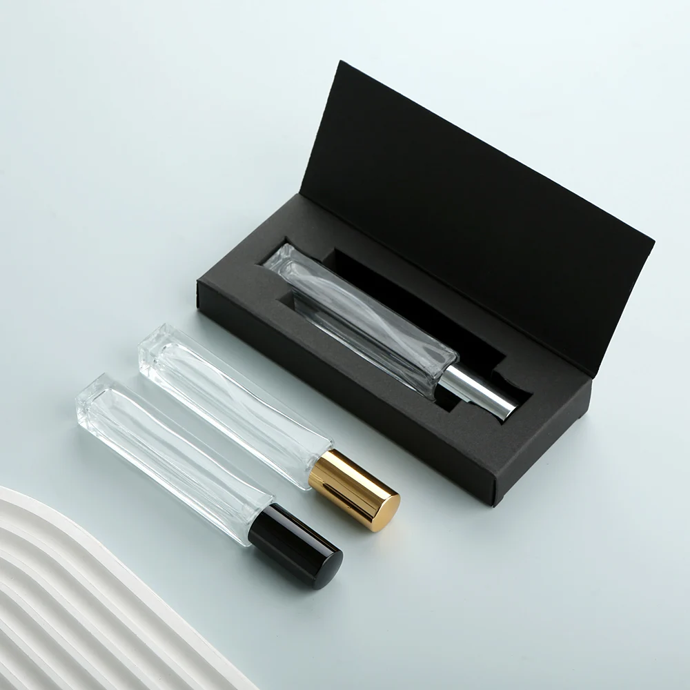 10PCS 20PCS 10ml  Square Glass Spray Bottle with Box Travel Portable Sample Fragrance Atomizer