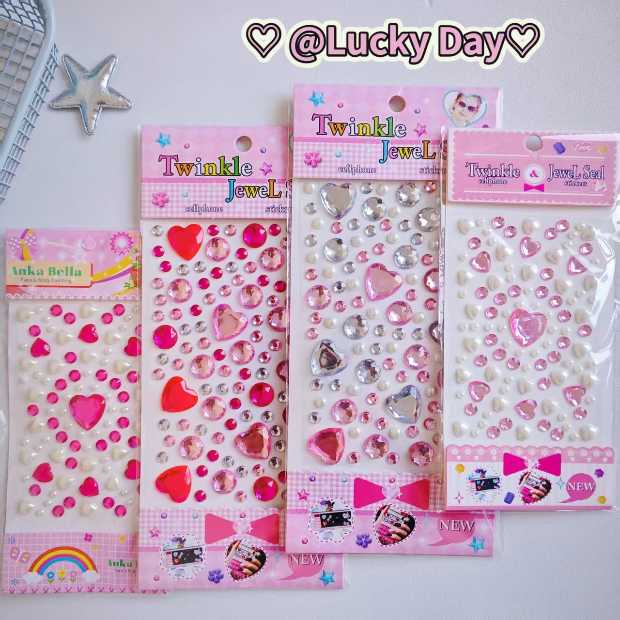 Large Love Diamond Stickers Ins3D Korean Diamond Decorative Handbooks Stickers Face Stickers Children's Crystal Diamonds Cross b