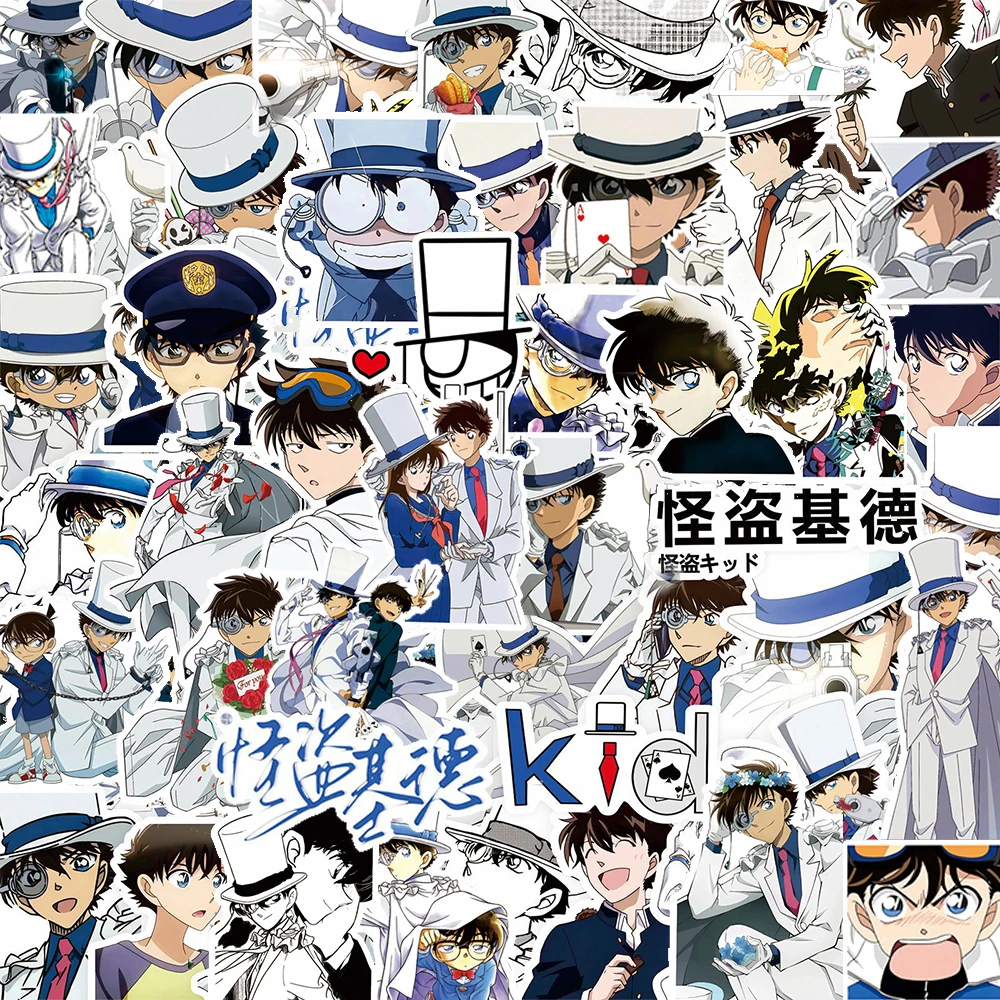 

10/30/82pcs Classic Anime Detective Conan Stickers Kaitou Kid Cartoon Decals Skateboard Luggage Guitar Bike Cool Kid Sticker Toy