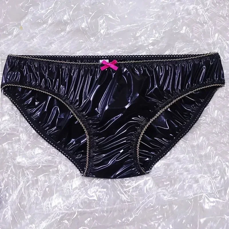 Transparent Gloss Men Sexy Briefs Ultra-thin Soft Plastic Underpants Smooth Silent Women Low Waisted Leak Proof Panties ABDL