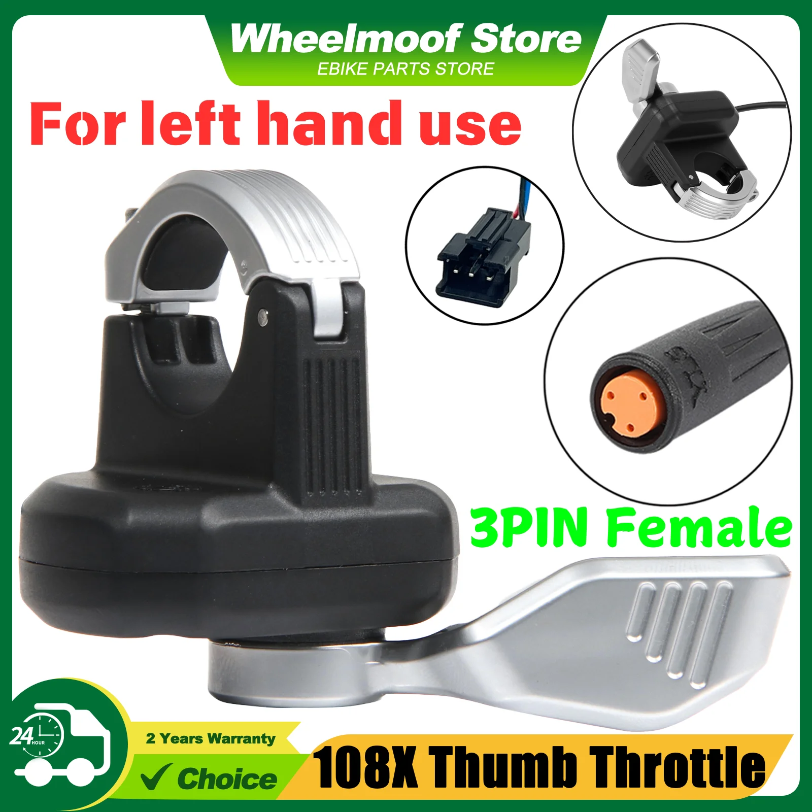 108X E-Bike Throttle Right Finger Throttle 36V 48V 60V 72V Electric Bicycle Accelerator Universal voltage Right Thumb Throttle