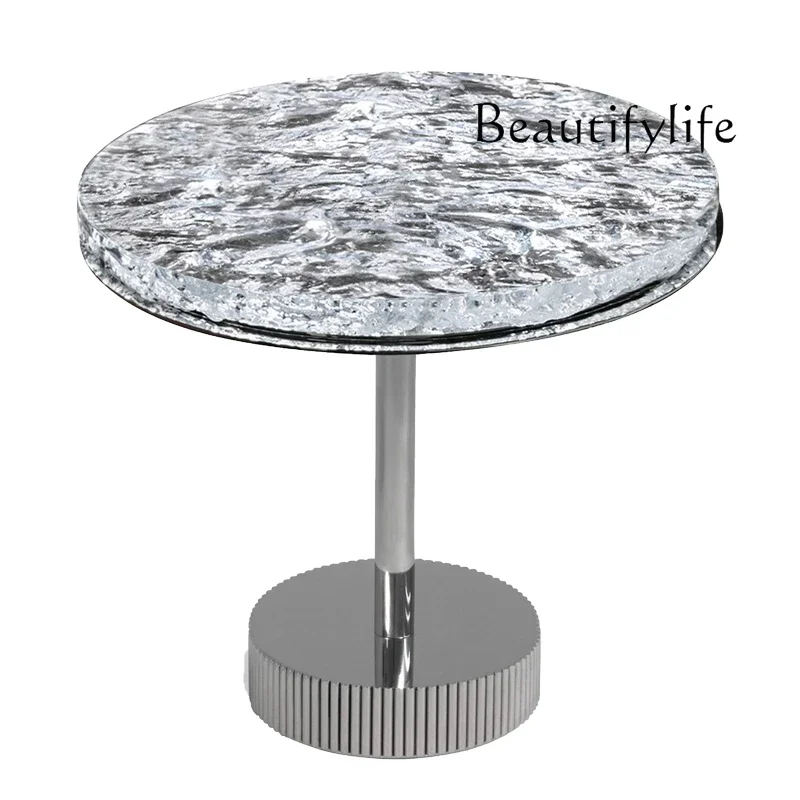 

Designer Side Table Creative Water Ripple Corner Table Living Room Light Luxury Acrylic round Small Coffee Table