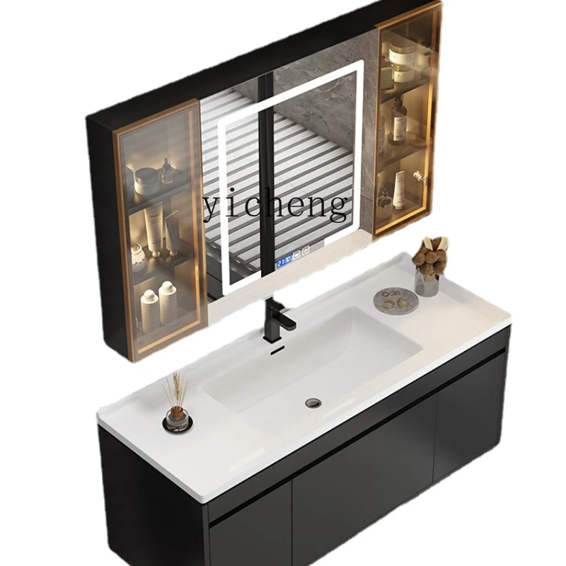 Xl Ceramic Integrated Bathroom Cabinet Combination Smart Bathroom Solid Wood Hand Washing and Face Washing Washstand