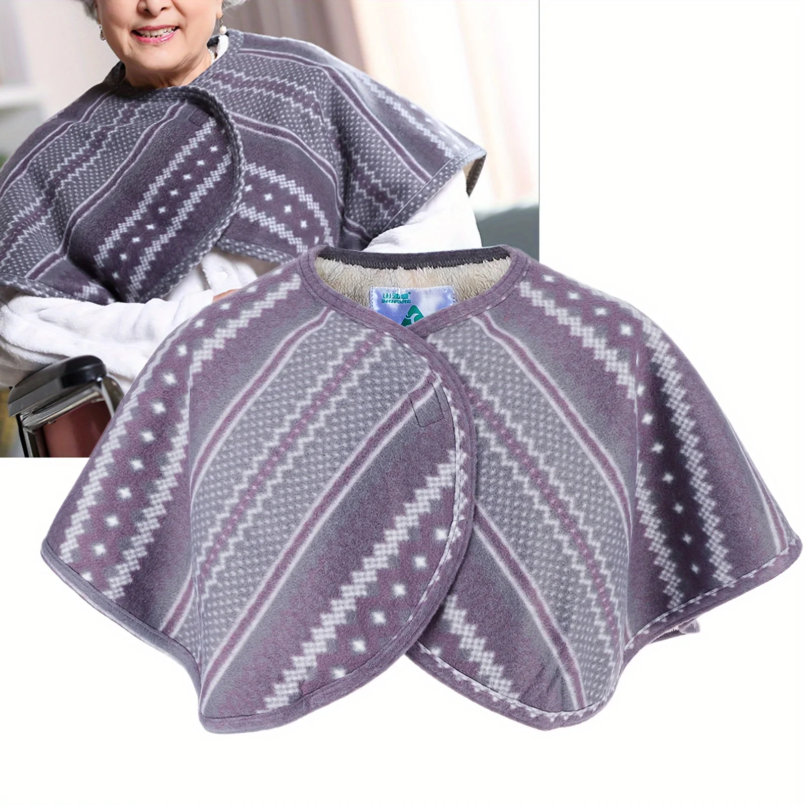 Double sided Plush Warm Shoulder Cape Old People Shoulder Protective Shawl for Winter