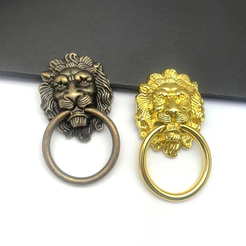 1PC Lion Head Door Knocker Antique Decorative Front Door Durable Easy to Install Home Decoration Drawer Cabinet Knobs