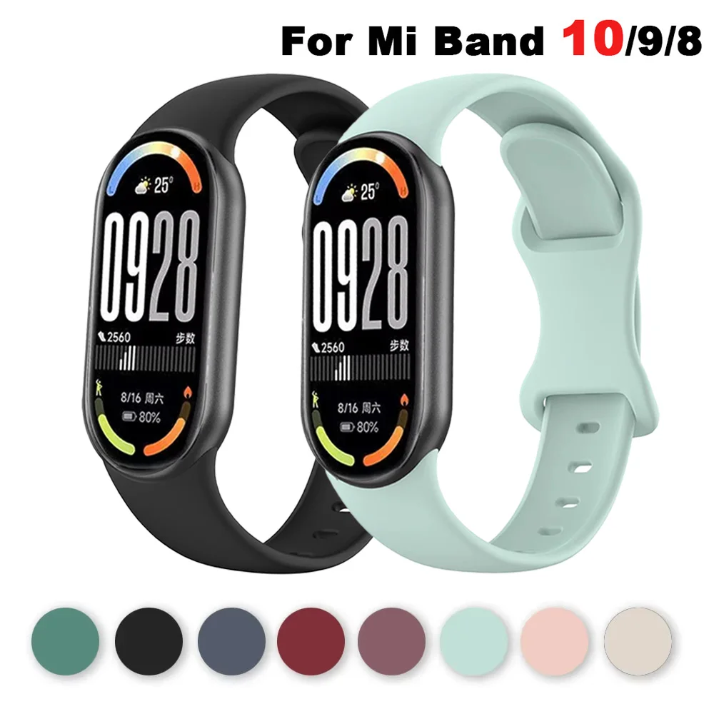 Silicone Straps for Xiaomi Mi Band 10 9 8 Sport Rubber Bracelet Wristband pulseira correa Xiaomi Smart Band 8 9 NFC Accessories