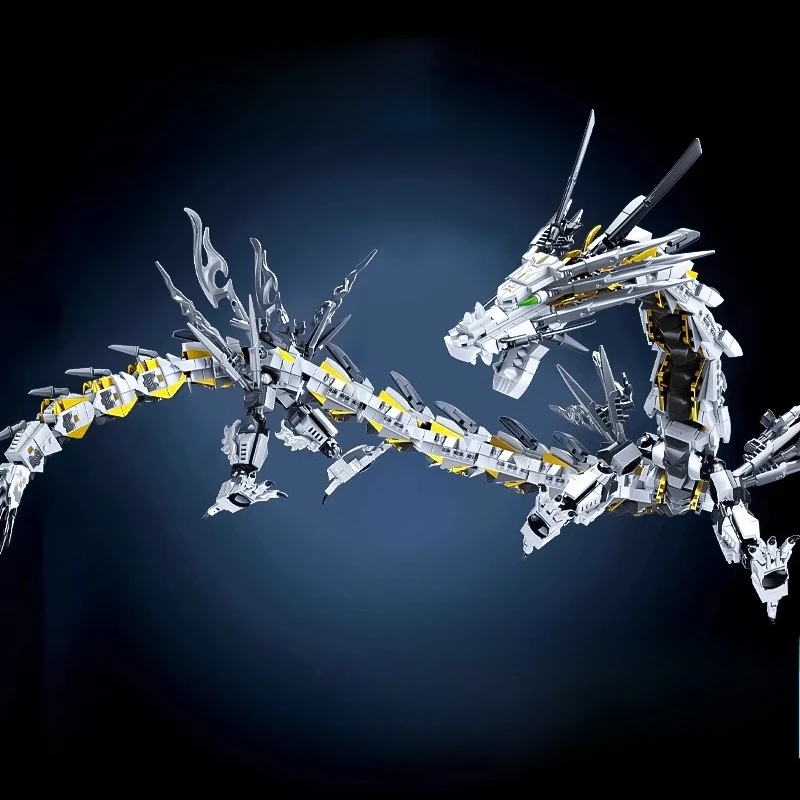 

White Dragon Mech Model Building Blocks Movie Series Urban Brick Education Building Assembly Toys Boys and Children Gifts