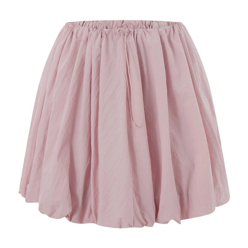 Y2K Vintage Loose Fitting Elastic Waist Short Lantern Skirt Casual Solid Color Balloon A-line Skirt Women Puff Ball Mini Skirts