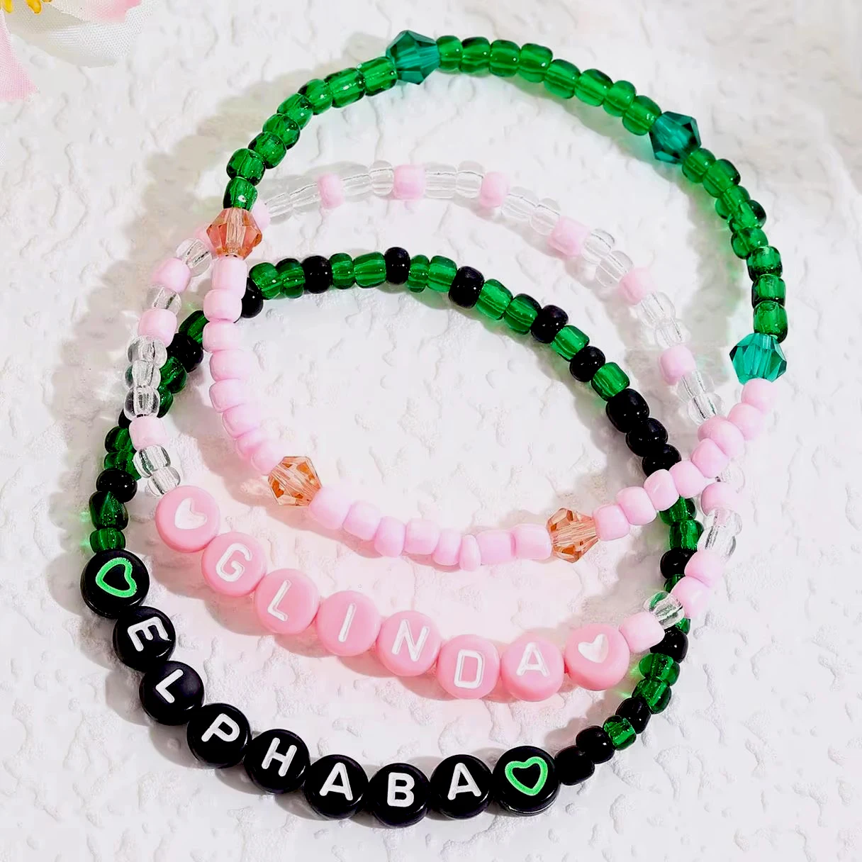 

3pc Wicked Friendship Bracelets BFF Couples Gifts for Fans Party Handmade - Teen Gift Ideas - Gifts for Her - Elphaba - Glinda