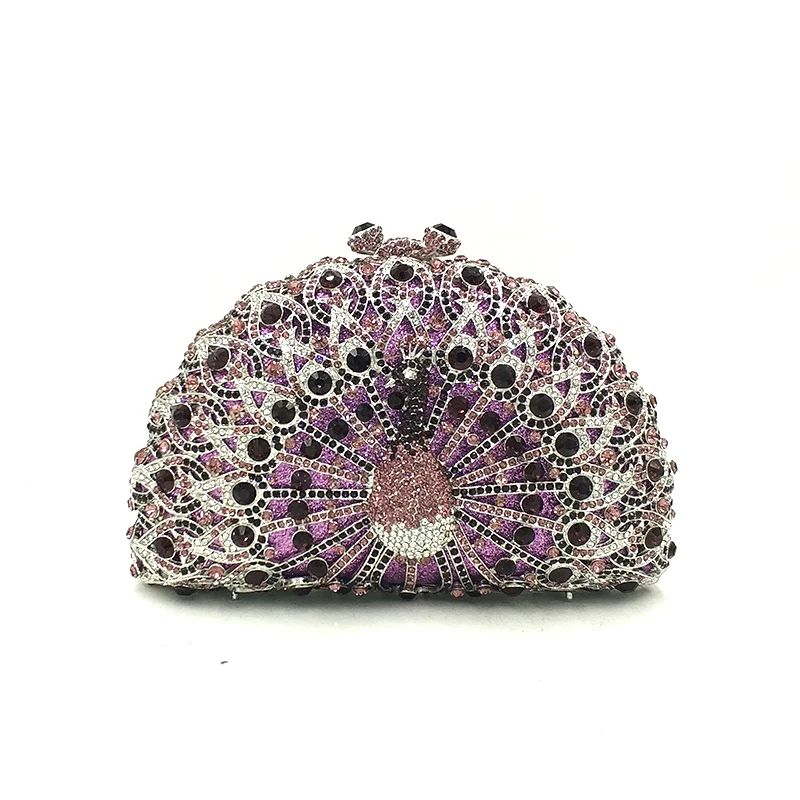 

Women evening party bag diamonds luxury crystal clutch bridal wedding party purse handbag animal peacock crystal purses