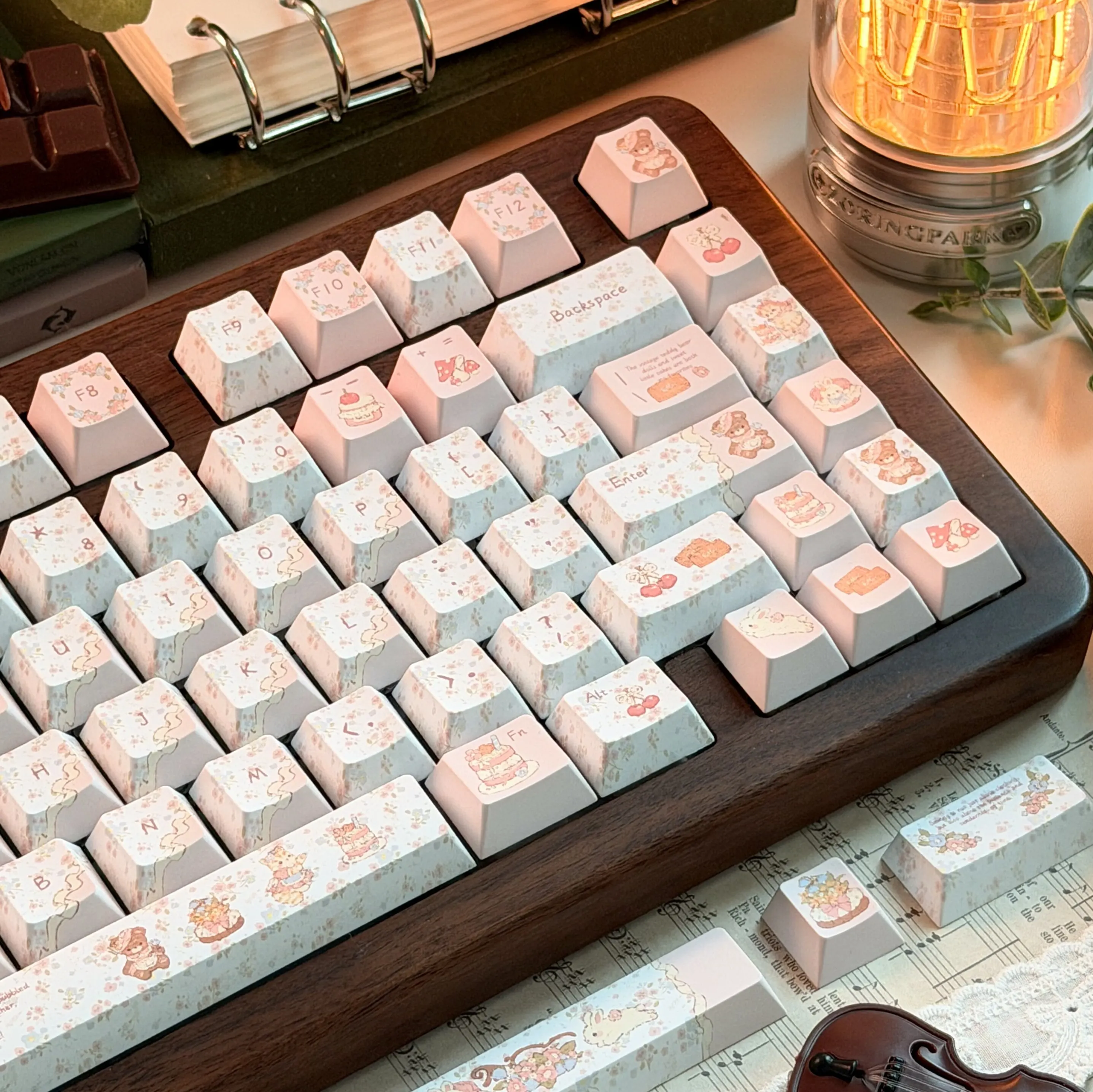 أغطية مفاتيح حفلة الشاي للدب ا - مراجعة Keycaps Pbt Double Shot 104 Keys وسعره