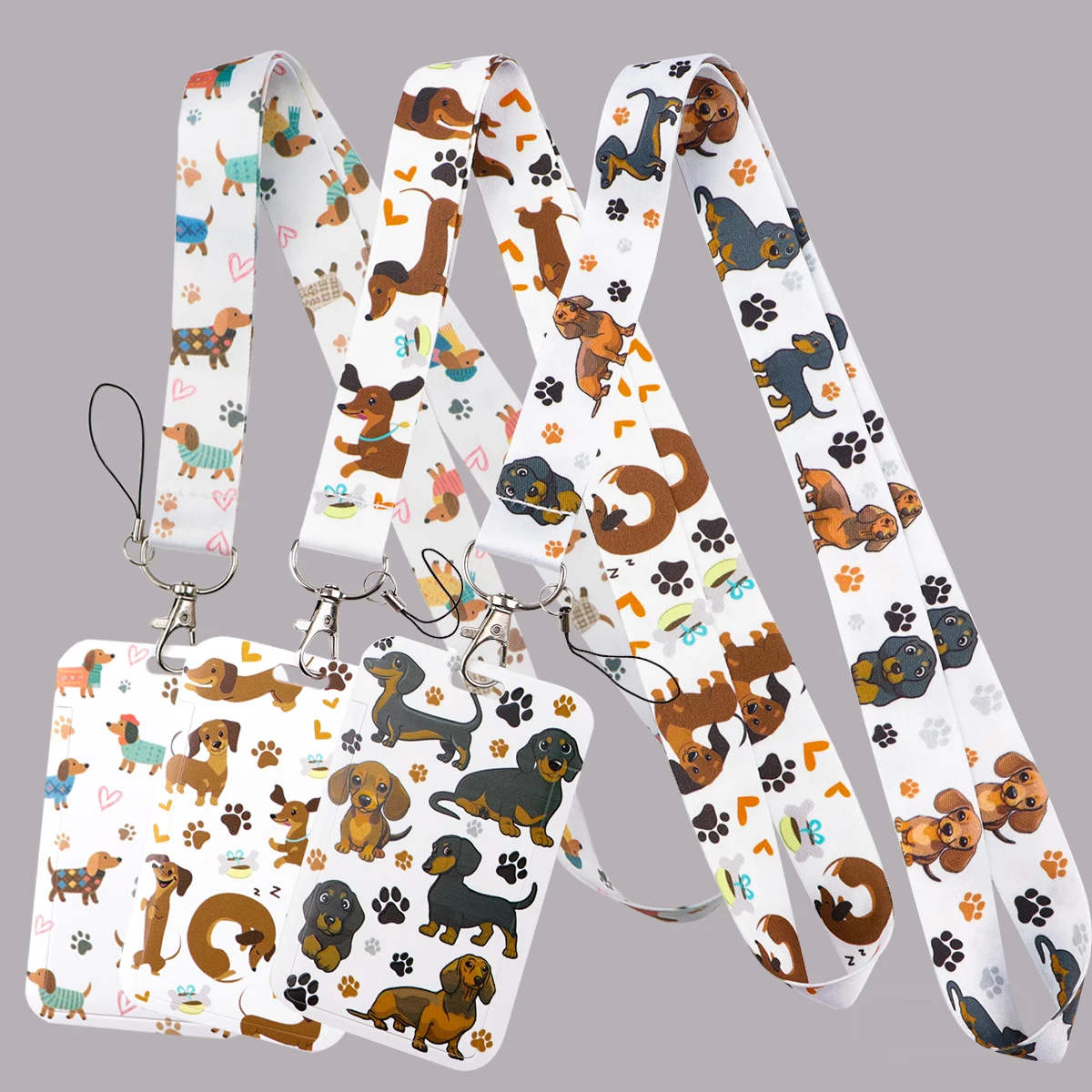 Funny Brown Dachshund Credential Holder Animals Lanyards for Keys Neck Strap For Card Badge Gym Keychain Keyring Accessories