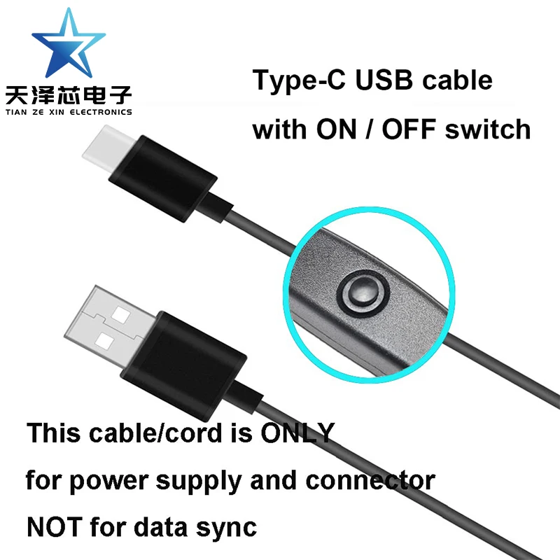 Câble d'alimentation USB Type-C pour Raspberry Pi 4, dispositif de commutation, 5V, 3A, haute qualité, 1 paquet