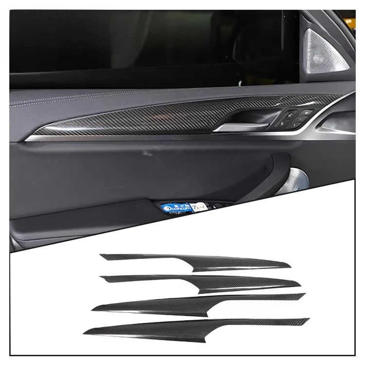 For BMW X3 G01 2018-2020 Door Inner Handle Panel Decorative Protective Cover Real Carbon Fiber Trim Car Interior Accessories