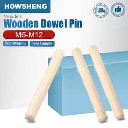 HOWSHENG 10-50pcs Wooden Dowel Pin Round Fluted Peg M5 M6 M8 M10 M12 Wood Pins for Cabinet Drawer Fitting