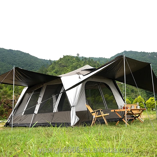 8-10 Persons Large Size Waterproof Four-season Double Layer Two Bedrooms Camping Tents Customized Glamping Family Beach Tent