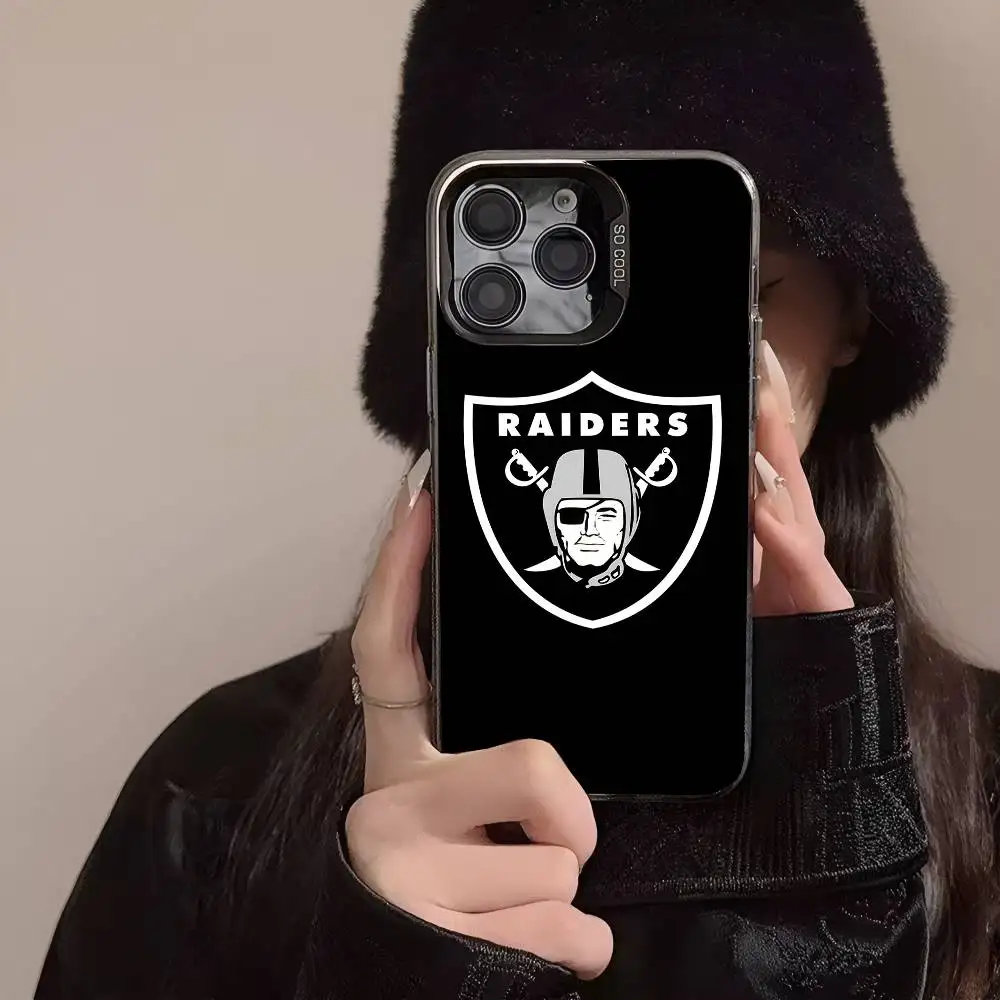 الكرة L-لاس V-Vegas R-Raiders جراب هاتف IMD جراب هاتف آيفون 16 15 14 13 12 11 برو ماكس زائد اللون غطاء فضي
