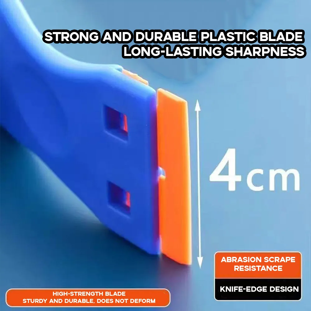 Plastic Razor Blade Scraper with 100 Pcs Plastic Blades Window Cleaning Scraper for Removal Glue Labels Sticker on Car Glass