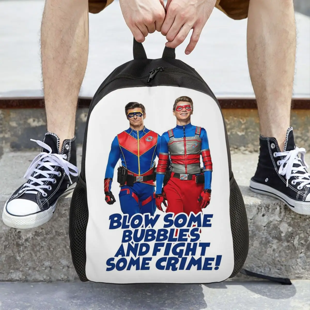 

Рюкзак Henry Danger для мальчиков и девочек, вместительный, для школы, с рисунком «Надуваем пузыри и боремся с преступностью», сумка через плечо