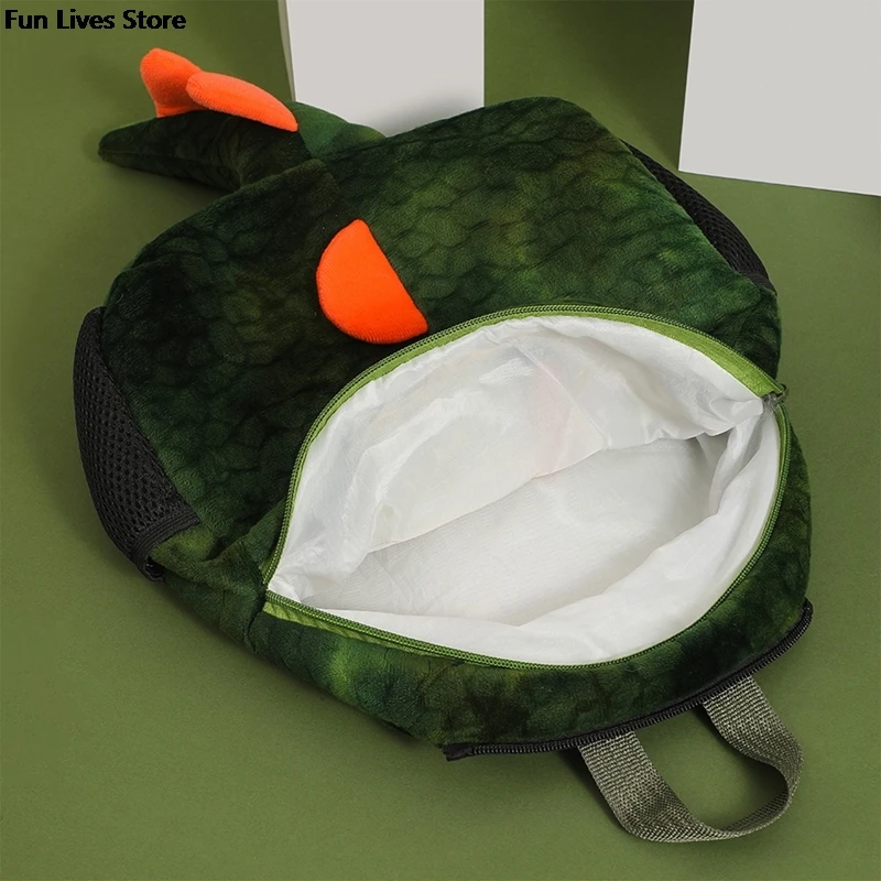 Mochila escolar con capucha de dinosaurio para niños y niñas, morral escolar de felpa suave para jardín de infantes, Invierno