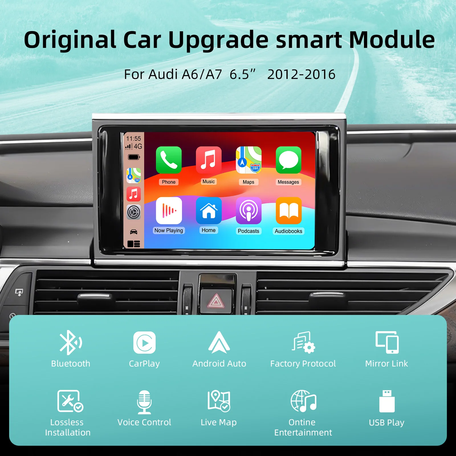 Ezonetronics OEM Screen Upgrade Decoder Box for Audi A6 A7 2012-2016, 6.5