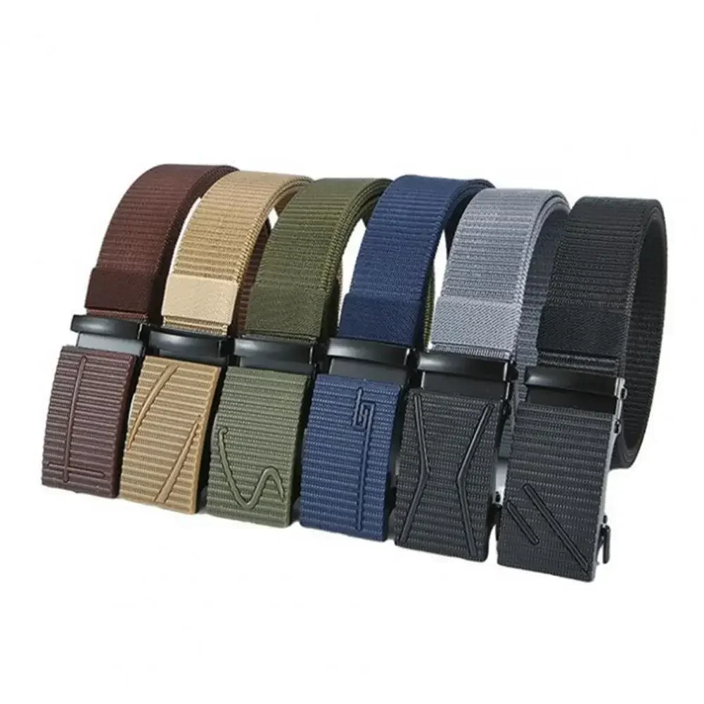 

Men Belt Wide Adjustable Anti-break Solid Color Automatic Buckle Match Pants Lightweight Breathable Male Waist Strap