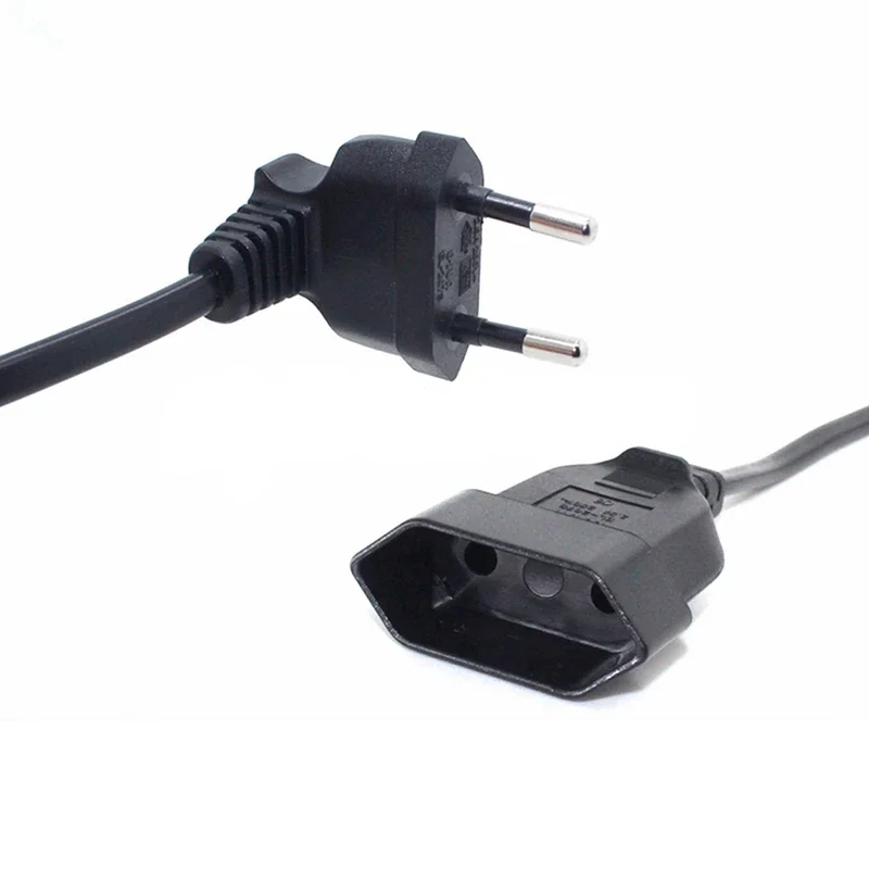 1PCS 1.8M EU Power Adapter Cord,90 Degree Angled European Round 2Pin Male to Female Plug Power Cable For UPS PDU