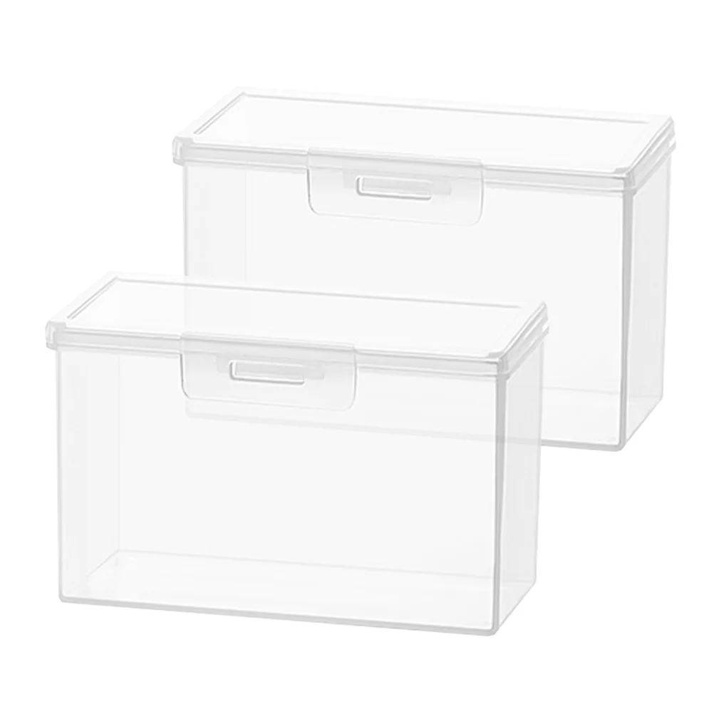 

2 Pcs Card Storage Box Rectangular Cards Holder Button Container Plastic Game Case