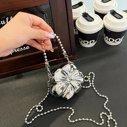 Metal flower dinner bag for women, high-quality chain shoulder bag cute mini decorative bag designer Lipstick bag new crossbo