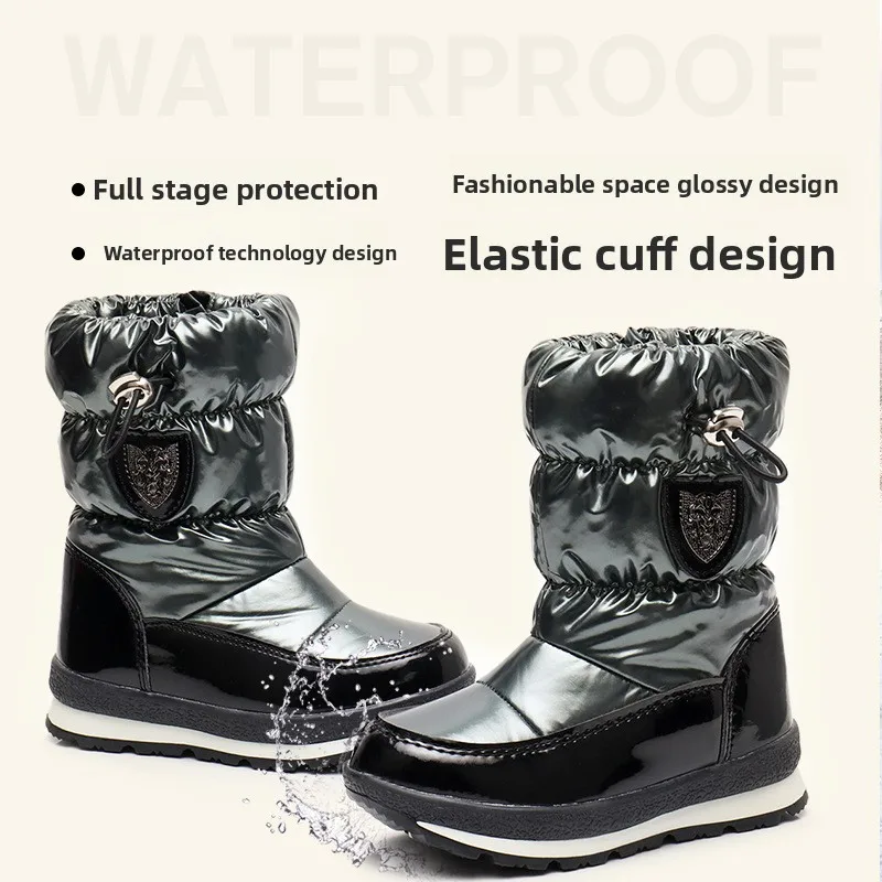 Kids Parent Child Snow Boots Winter Mid Calf Wool Lined Thick Warm Plus Size Waterproof