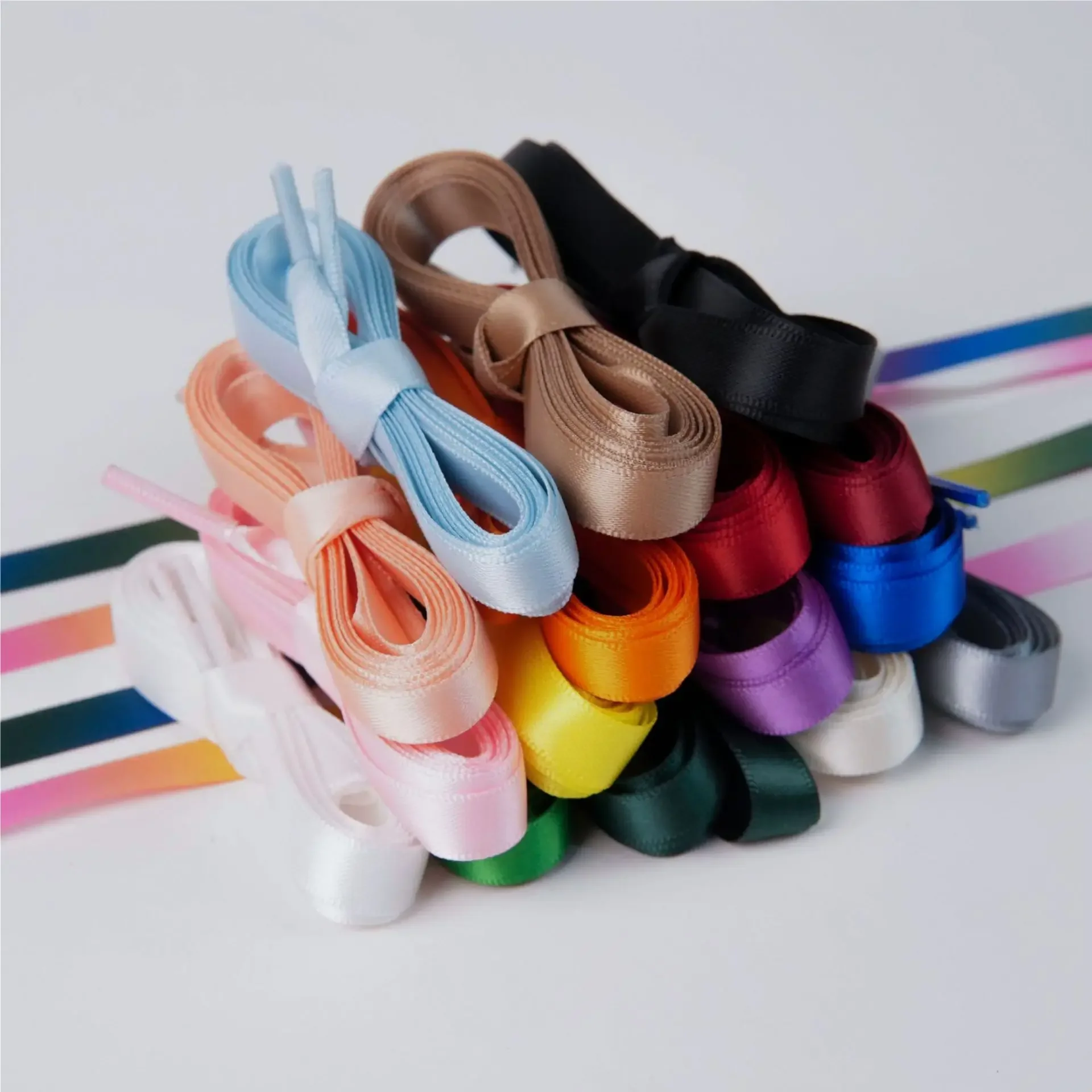 Luxury Silk Ribbon Satin Flat Shoelaces for Women Casual Shoe Laces Sneakers Boots Decorative Women's Shoestrings