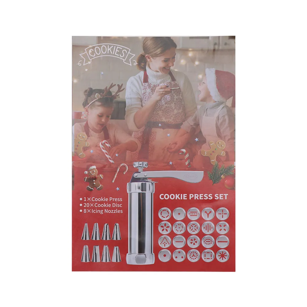 Multipurpose Cookie Press Kit 20 Cookie Discs 8 Piping Tips Biscuit Maker set Simple operation Manual Operation