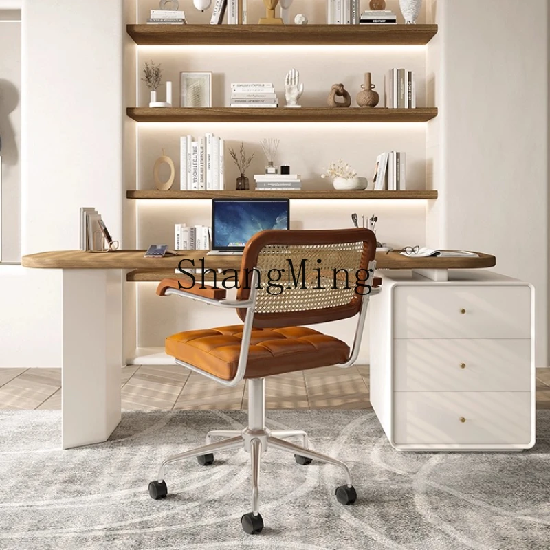 

SM new cream wind solid wood desk storage cabinet integrated light luxury modern simple computer desk writing desk