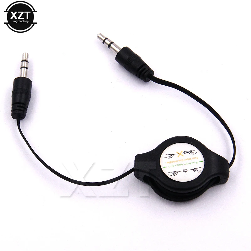 Hot Selling 1pcs 3.5mm RETRACTABLE AUXILIARY CABLE CORD Car audio cable for mobile Computer Audio cable MP3