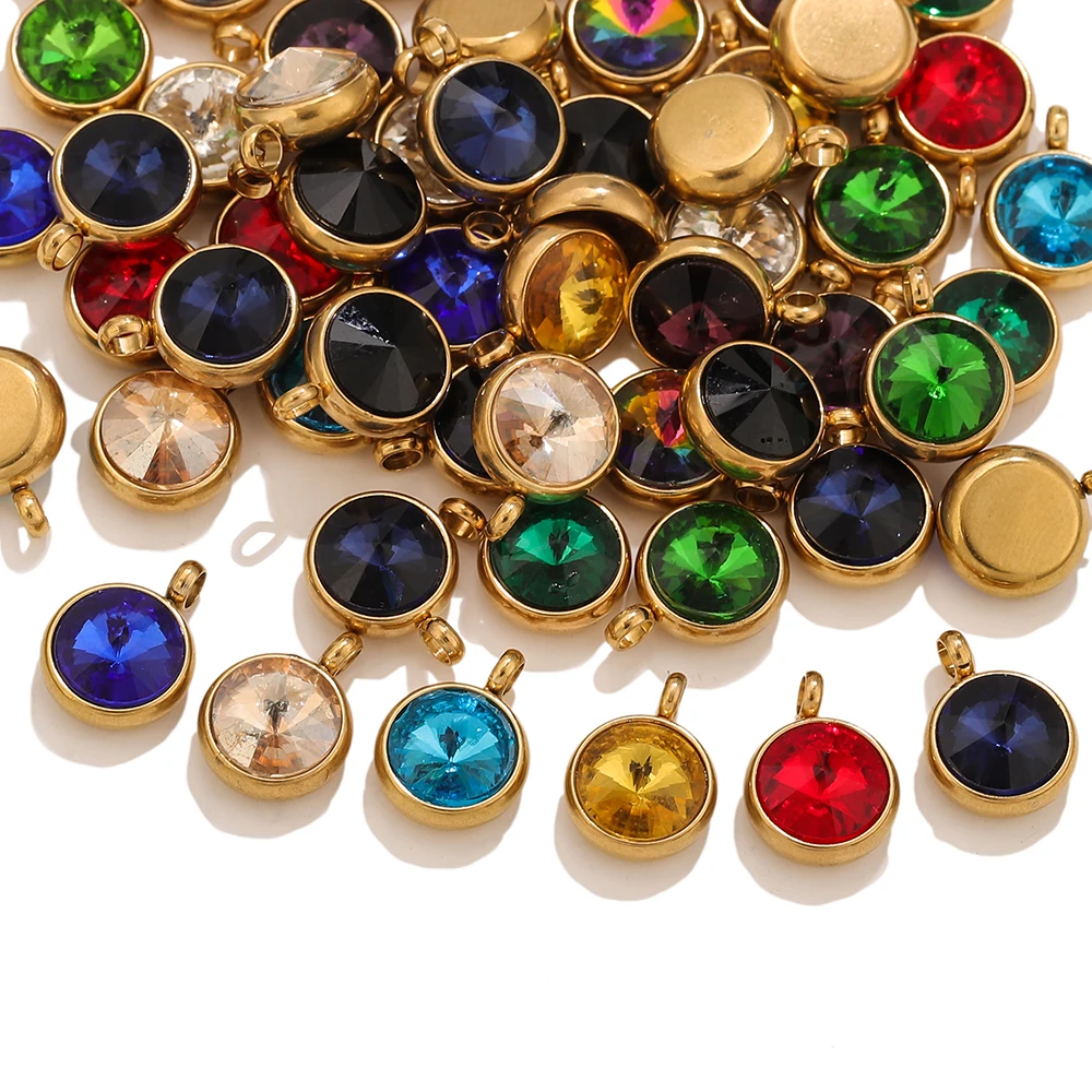 

10 шт., маленький подвесок из нержавеющей стали, разноцветные стразы для изготовления ювелирных изделий, позолоченное ожерелье, браслет, серьги, аксессуары