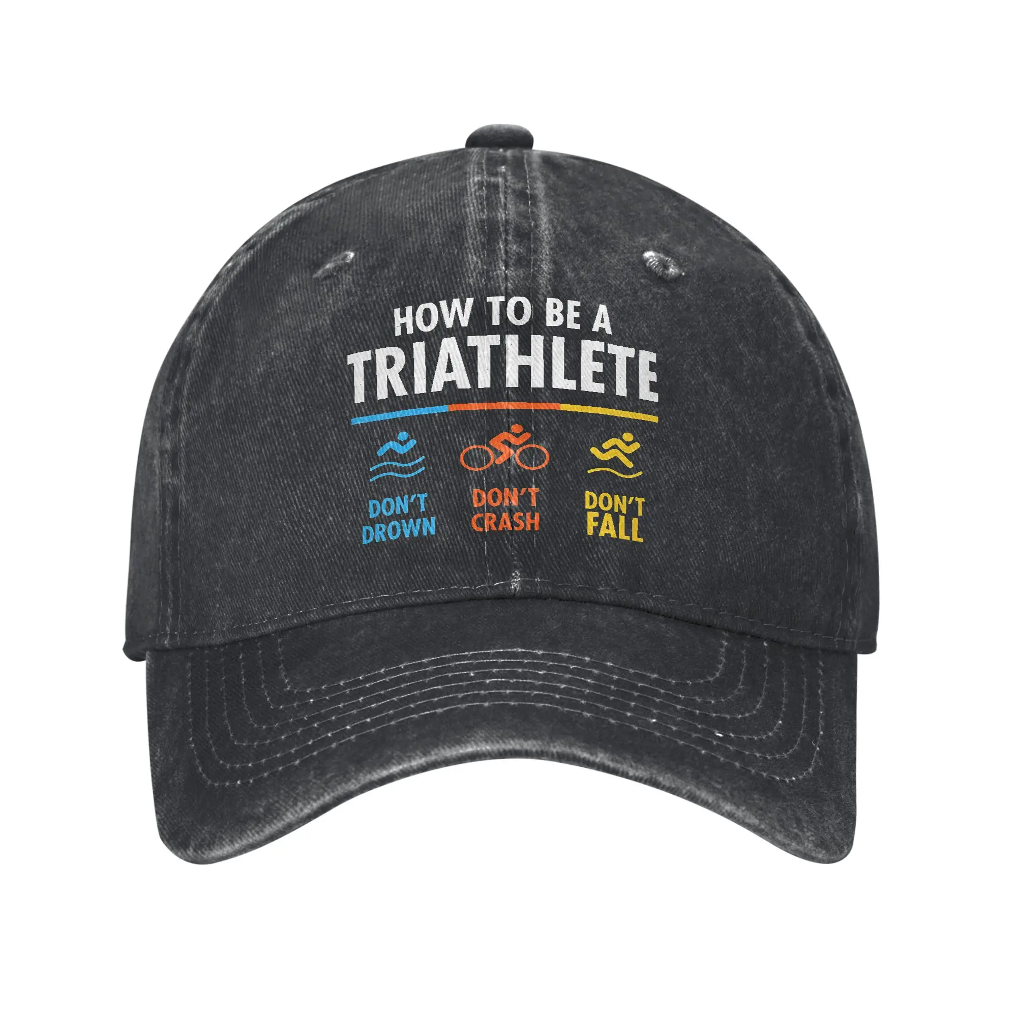 How to Triathlete Triathlon Funny Baseball Caps Merch for Men Women Running Swimming Bicycling Adjustable Trucker Hat