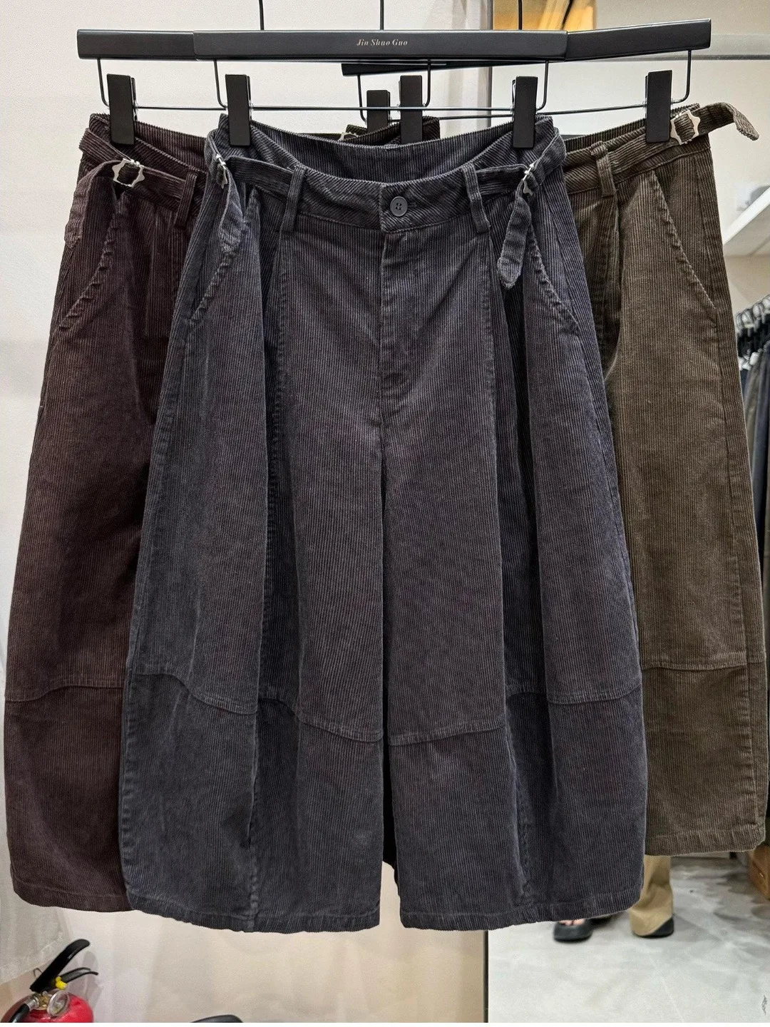 Korean Style Autumn Fashion plus Size Wide Leg Corduroy Seven Inch Pants Women Small Size Slim Balloon Casual Boot Pants